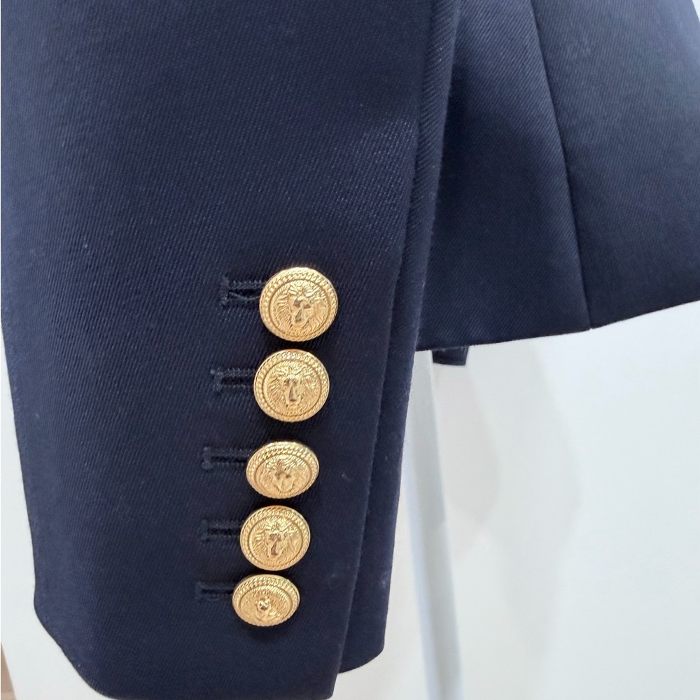 Balmain Fitted Wool Women's Navy Double-Breasted Blazer - FR 38 US 6 - Picture 11 of 16